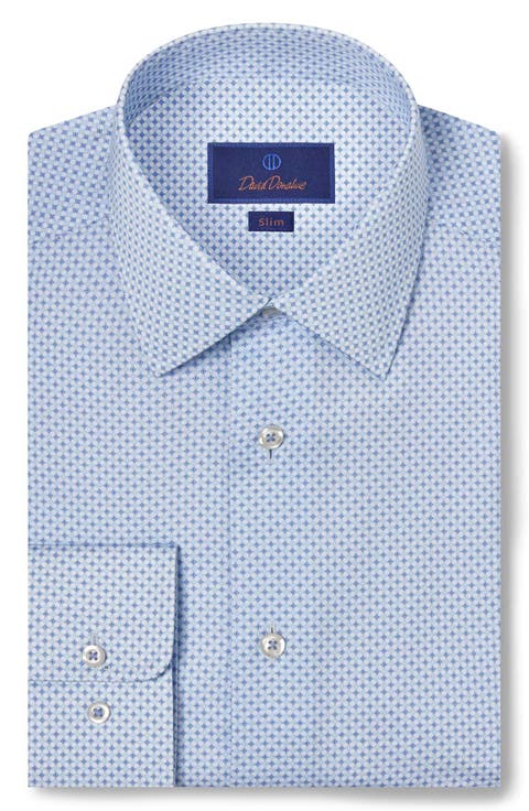 Slim Fit Geometric Cotton Dress Shirt