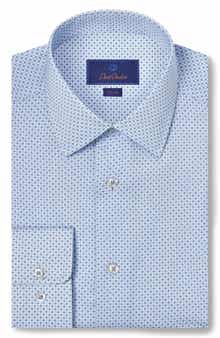 David Donahue Slim Fit Geometric Cotton Dress Shirt