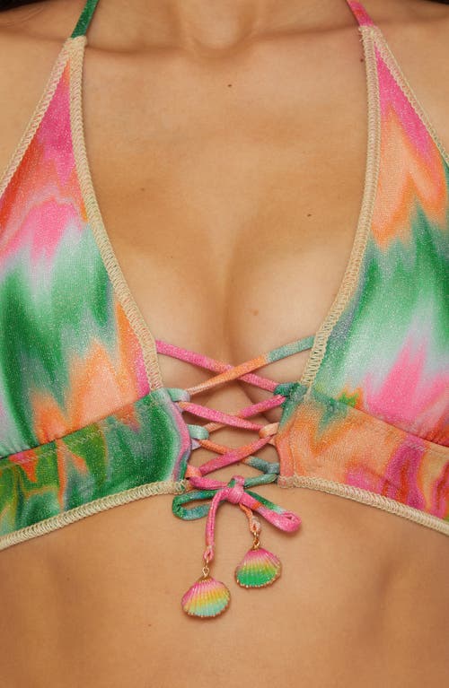 Becca Mirage Halter Bikini Top In Pink Multi