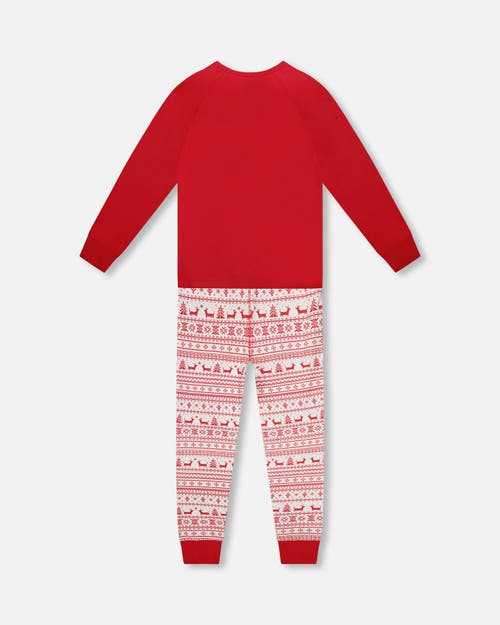 Deux Par Deux Adult Men Organic Cotton Two-piece Pajama Set In Red
