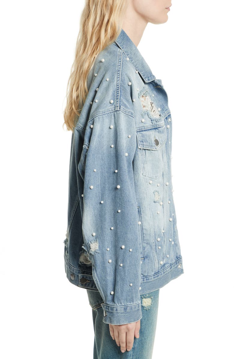 Free People We the Free by Free People Sunday Funday Denim Trucker Jacket, Alternate, color,
