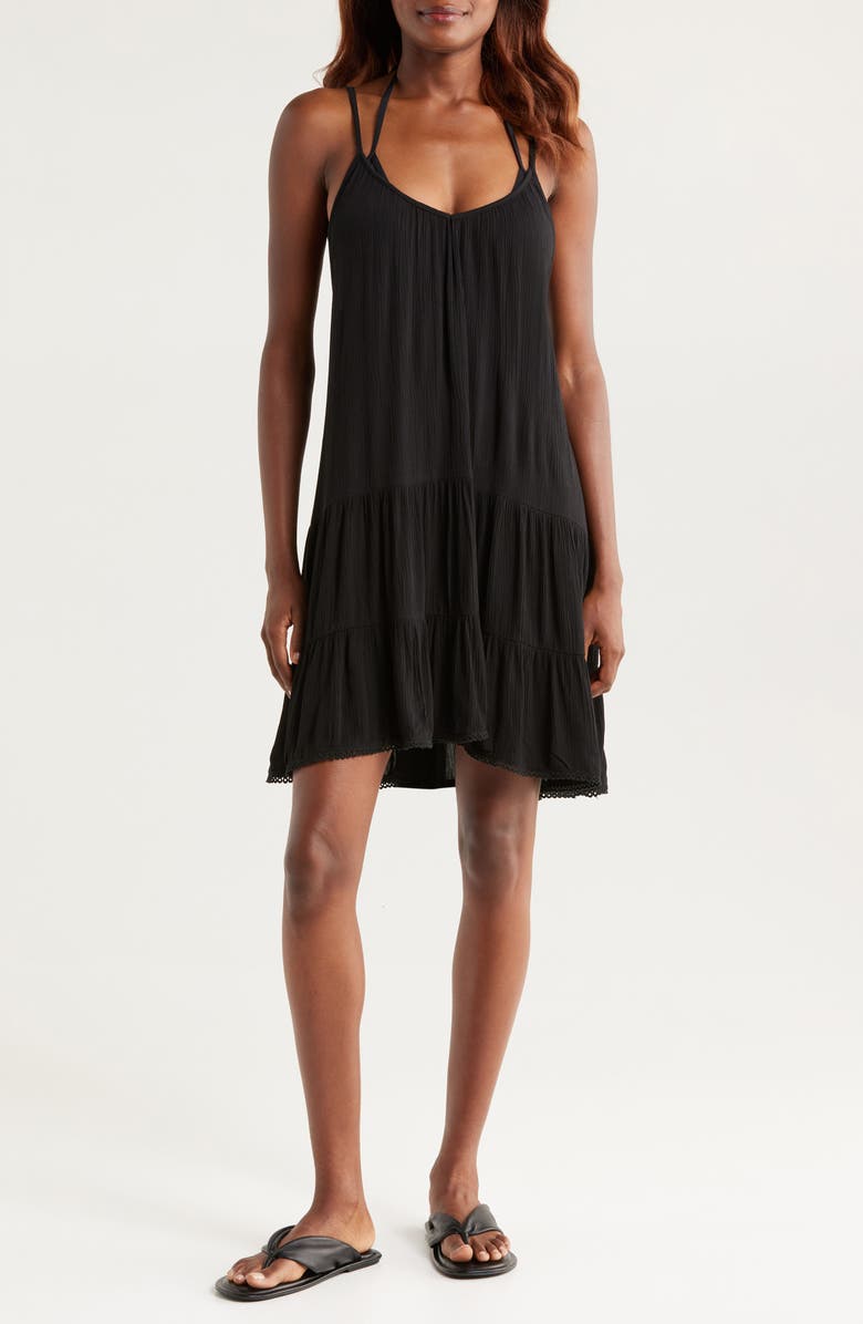 Nordstrom Tiered Crinkle Cover-Up Dress, Main, color, 