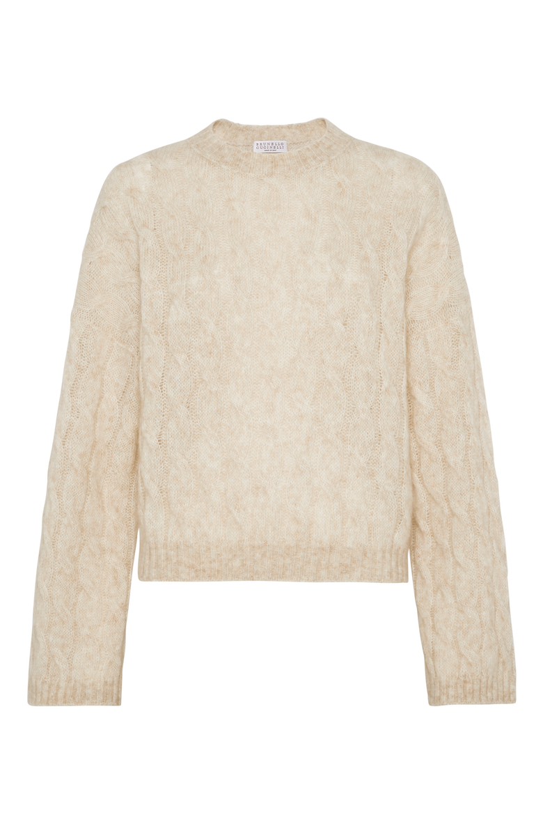 Brunello Cucinelli Wool and mohair cable knit sweater with monili, Main, color,