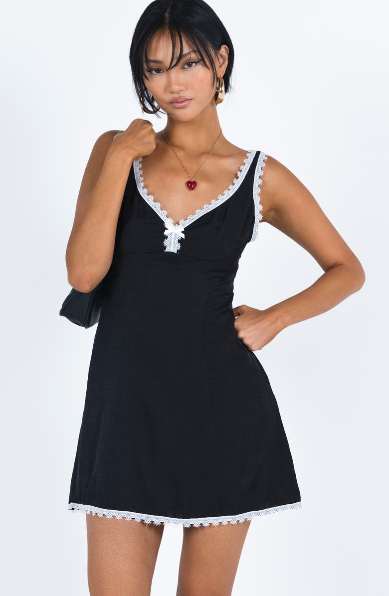 Princess Polly Fyfe Scalloped Lace Trim Minidress, Alternate, color, 