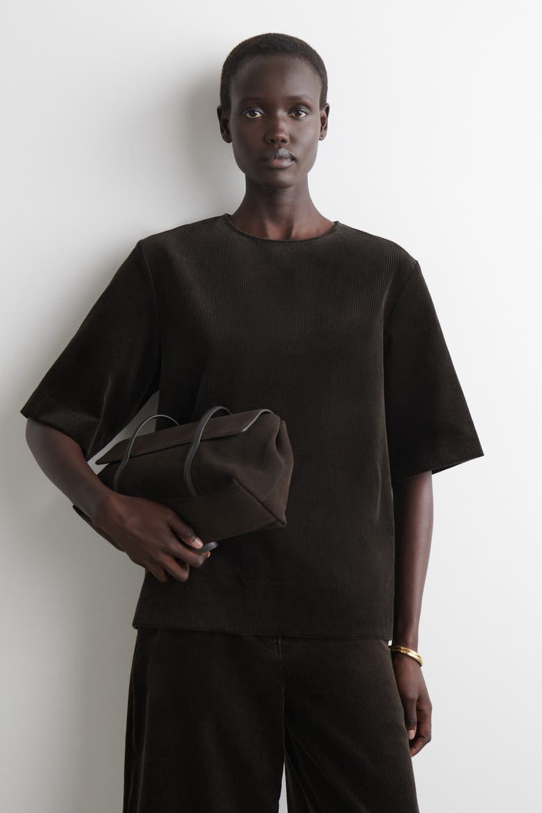 Corduroy Top, Main, color, DARK BROWN