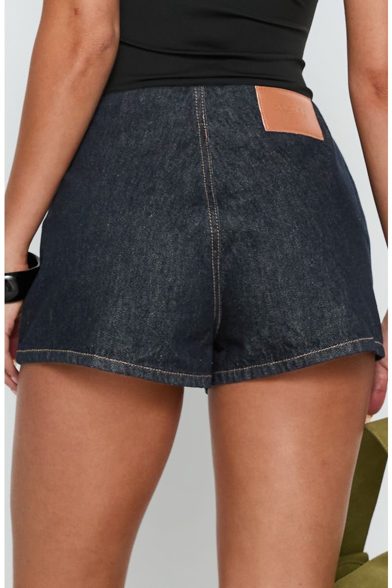 Thunderbird Lace Up Micro Shorts, Alternate, color, DARK INDIGO WASH