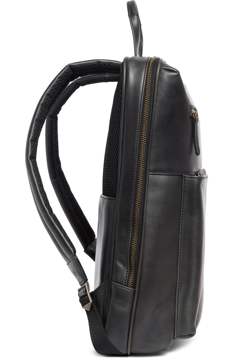 Johnston & Murphy Waxy Leather Slim Commuter Backpack, Alternate, color, Black