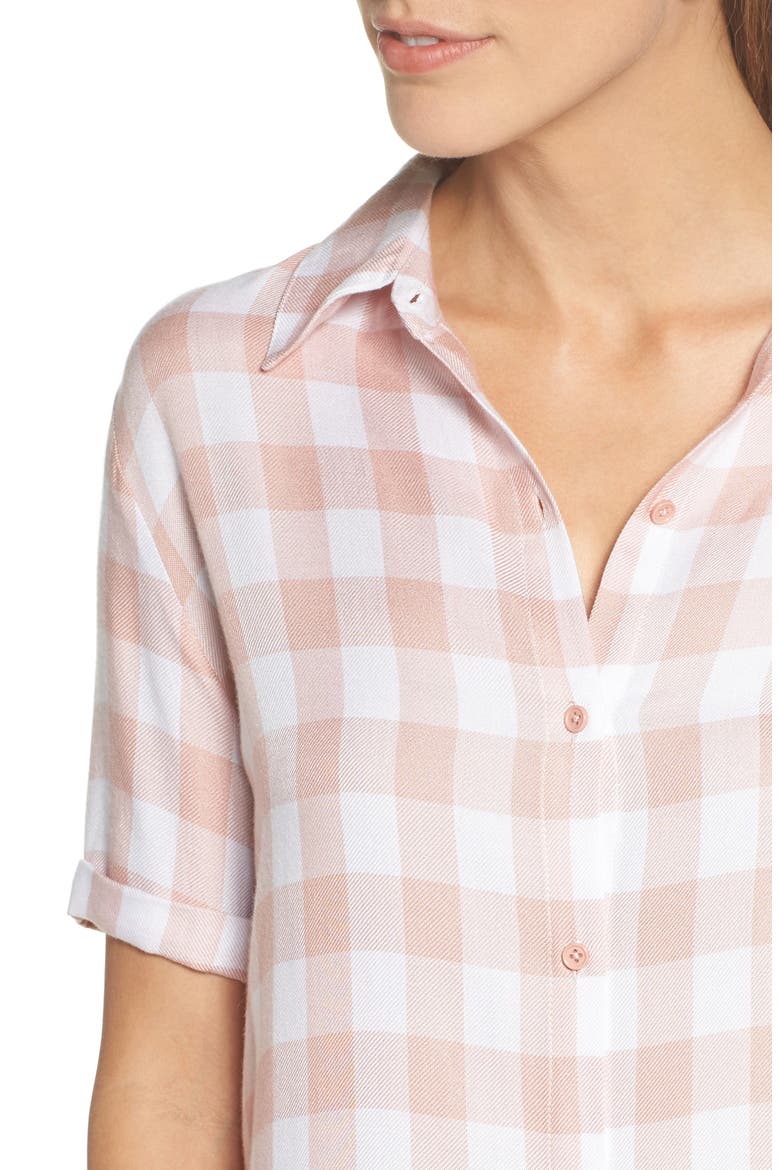 BB Dakota Cicely Plaid Shirtdress, Alternate, color, PINK LEMONADE