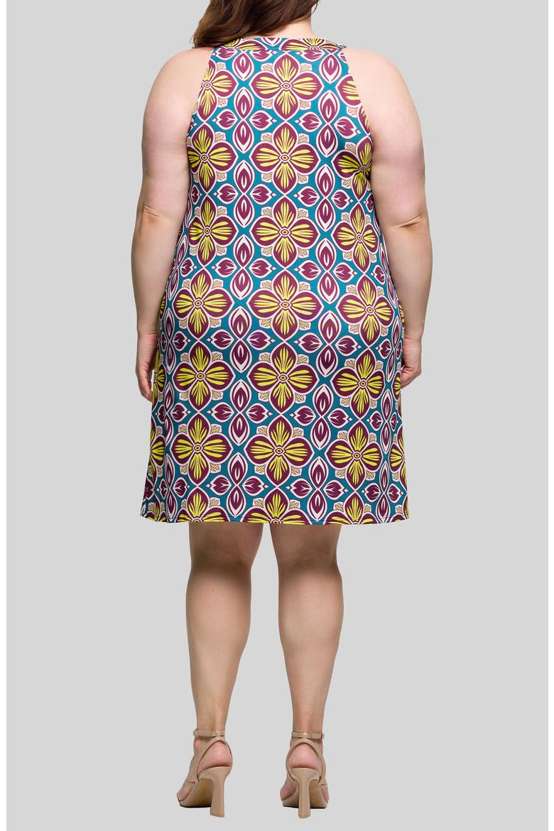 Quatrefoil Floral Print U-Neck Sleeveless Dress, Alternate, color, YELLOW MULTI