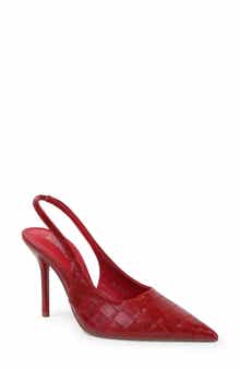 Carmine Croc Embossed Faux Leather Slingback Pump