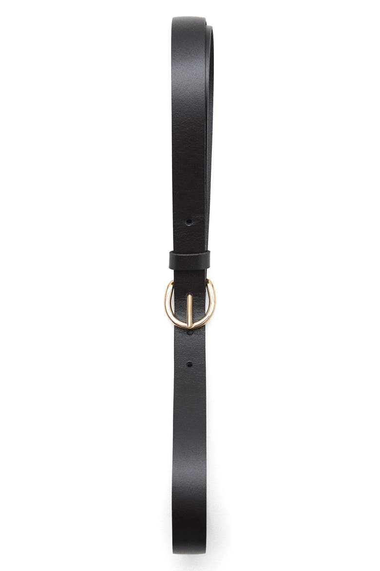 Leather Narrow Belt, Main, color, BLACK