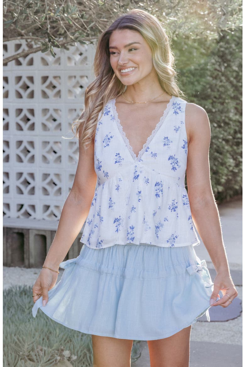 Aminta Floral Lace Trim Tank, Alternate, color, BLUE FLORAL