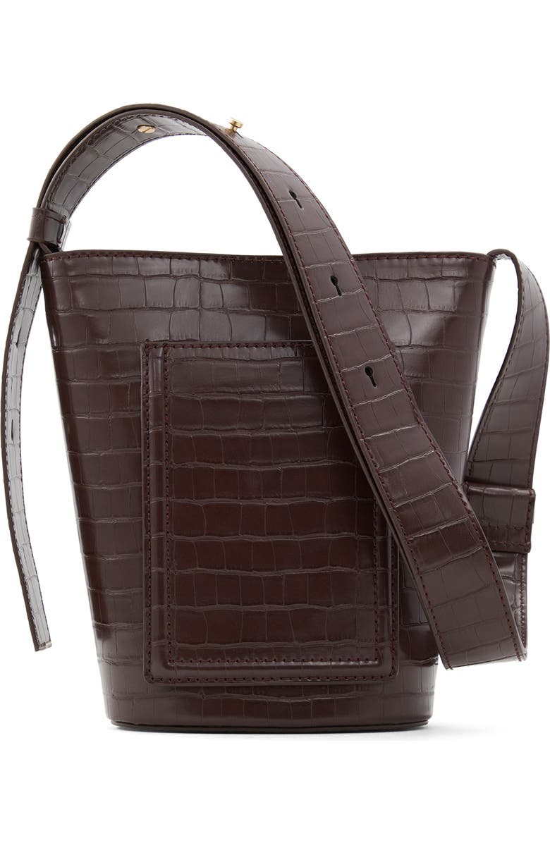 Who What Wear Olivia Croc Embossed Recycled Faux Leather Shoulder Bag, Alternate, color,