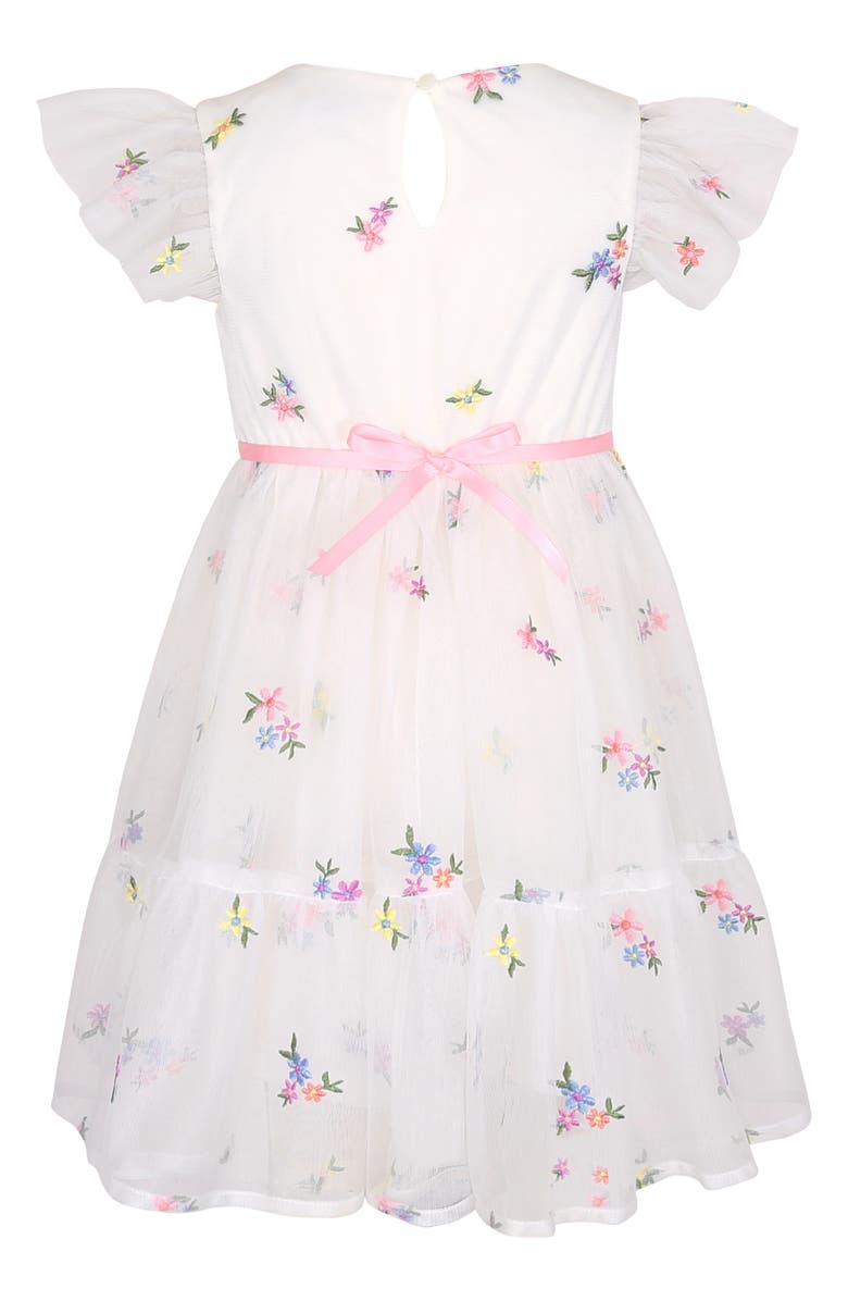 Zunie Kids' Embroidered Mesh Party Dress, Alternate, color, Ivory