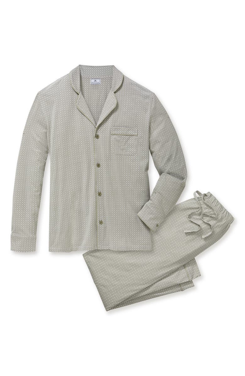 Petite Plume Geo Print Featherweight Pima Cotton Pajamas, Alternate, color, Green