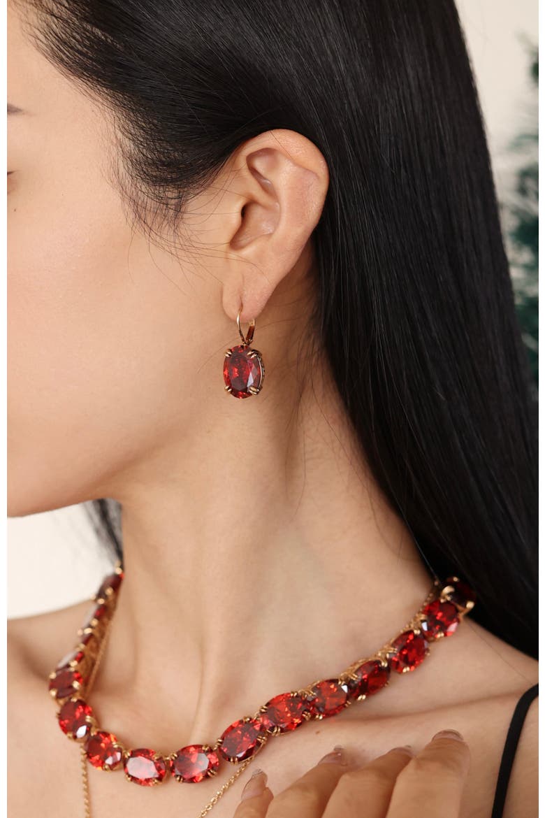 Cherry Glow Earrings, Alternate, color, Red & Gold