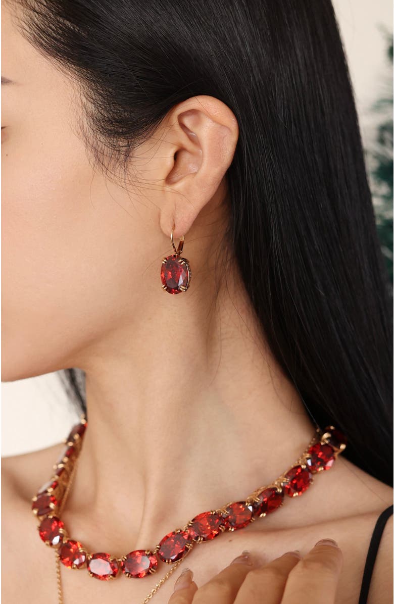 RC RETRO CHIC Cherry Glow Earrings, Alternate, color, Red & Gold