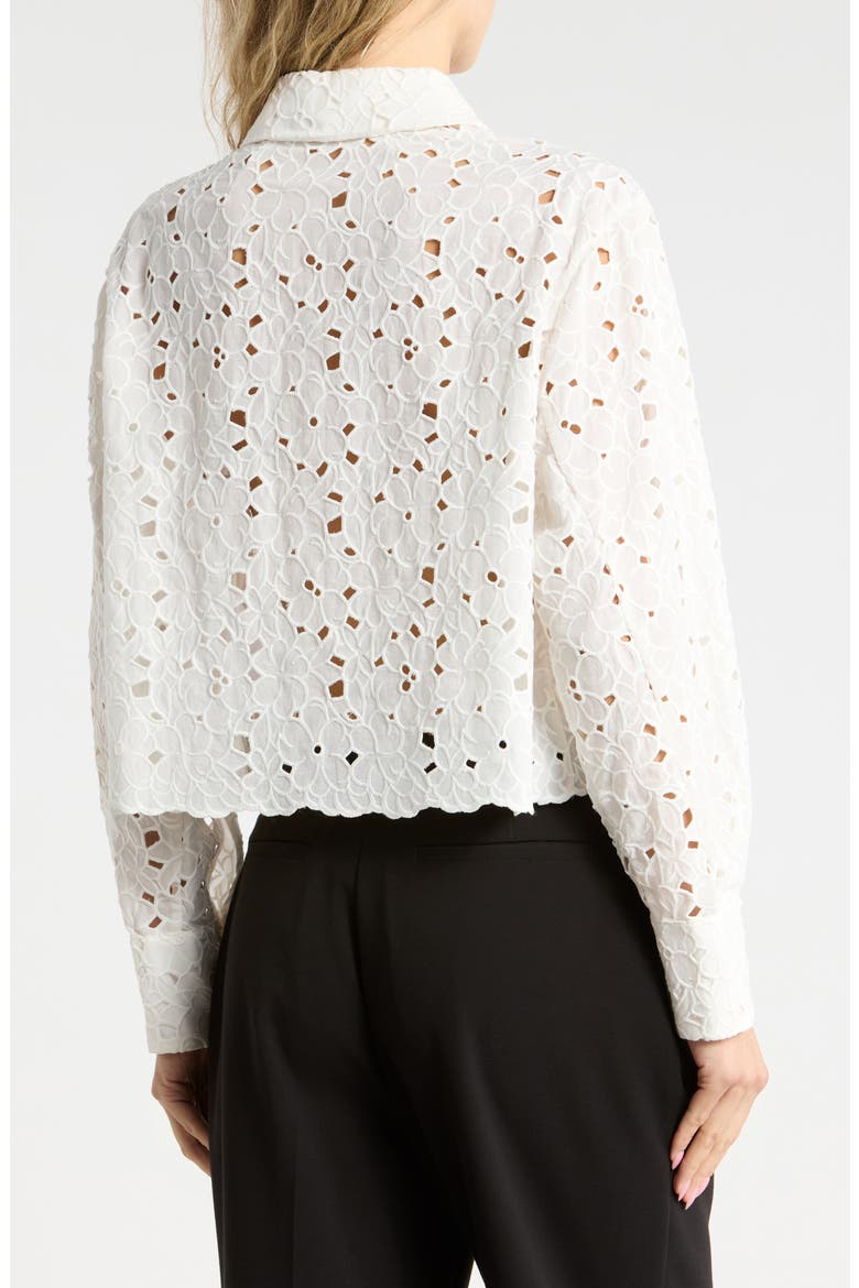 Penelope Cotton Eyelet Button-Up Shirt, Alternate, color, WHITE