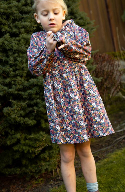 Beet World Long Sleeves Dress With Front Ruffle In Multi