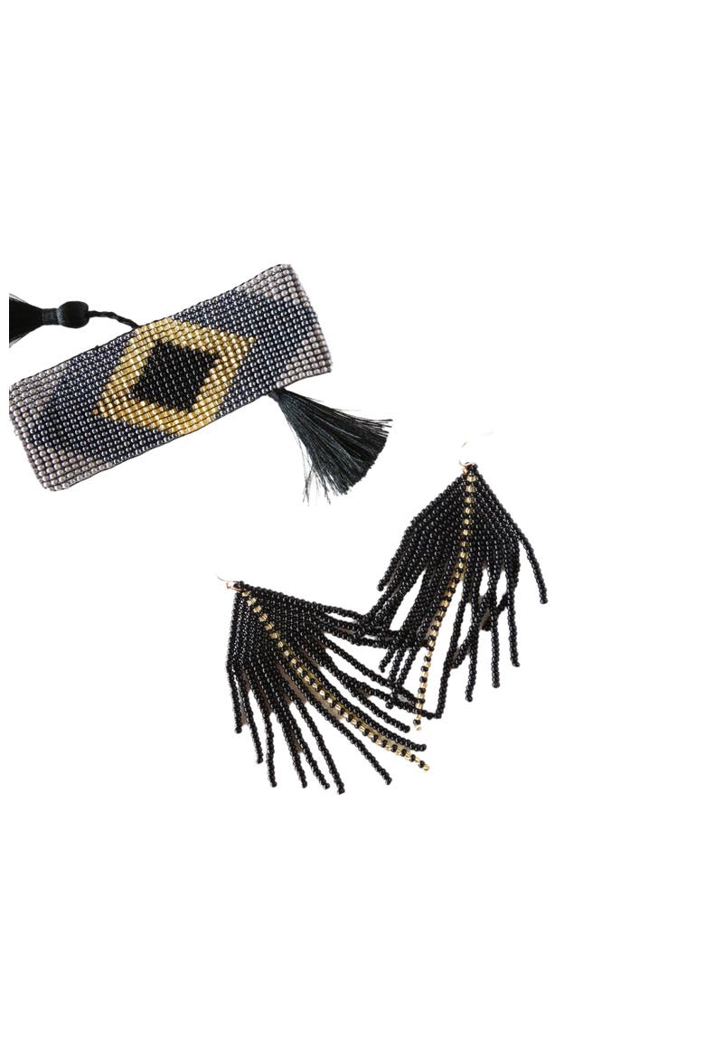 Raya Earrings, Alternate, color, Black