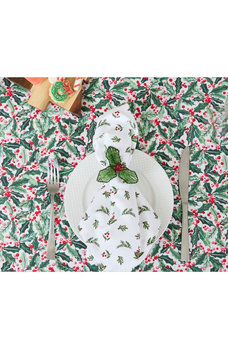 Design Imports Beaded Holly Set of 4 Napkin Rings, Alternate, color, Beaded Holly