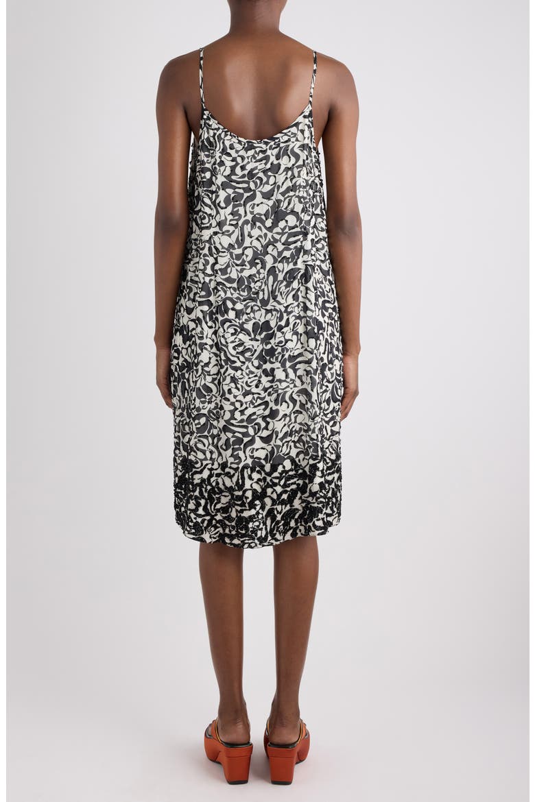 Denya Embellished Dotted Squiggle Print Slipdress, Alternate, color, BLACK