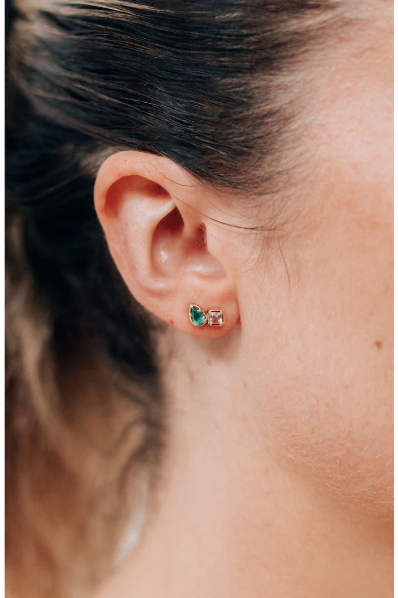 Mélia Stud Earrings, Alternate, color, GREEN