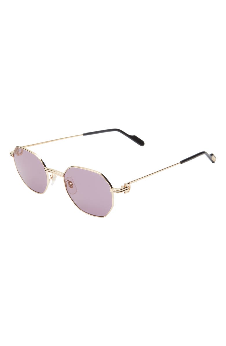 Cartier 50mm Round Sunglasses, Alternate, color, Dark Gold