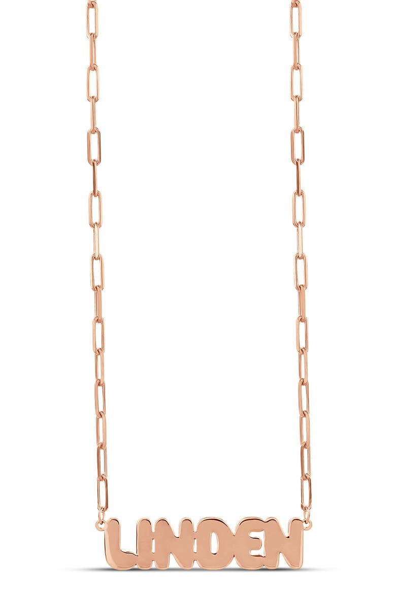 Bubble Letter Script Necklace, Main, color, ROSE