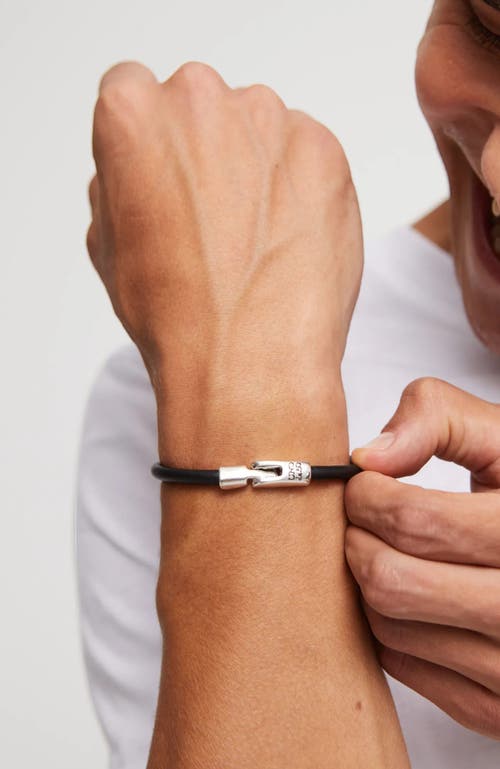 Unode50 Black Leather Sterling Silver-plated Bracelet In Black