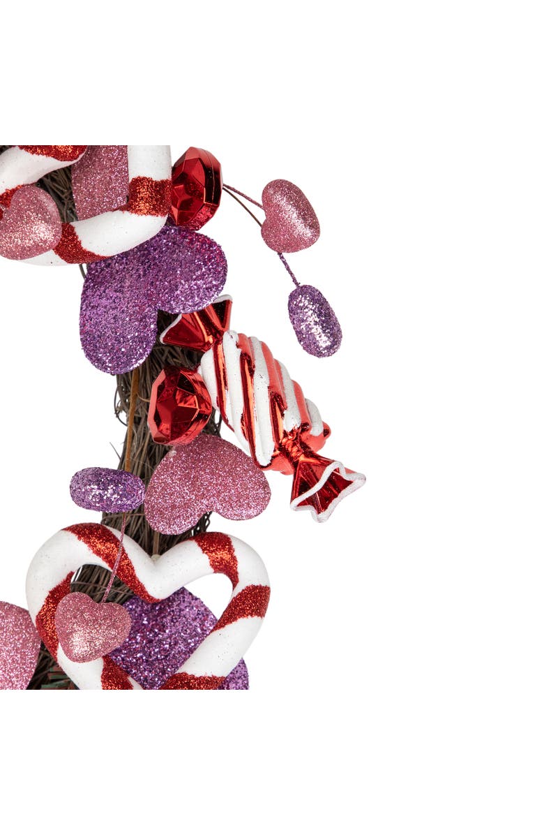 Northlight Candies and Hearts Valentine's Day Wreath - 16" - Pink and Purple, Alternate, color, Pink