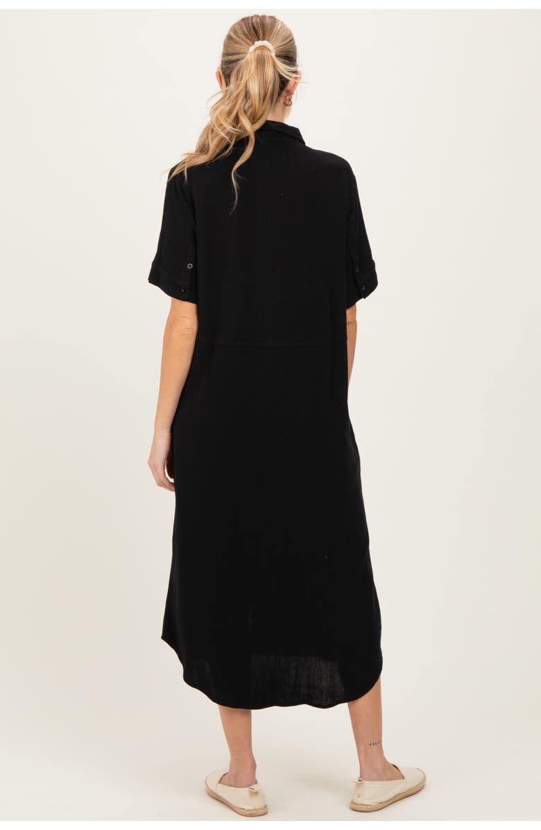 PinkBlush Button Down Midi Shirt Dress, Alternate, color, Black