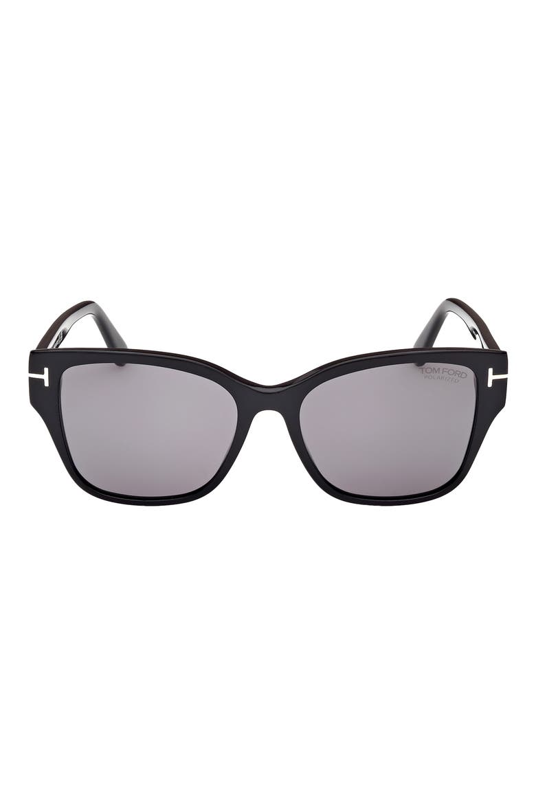 Elsa 55mm Polarized Butterfly Sunglasses, Main, color, SBLK/SMKPZ