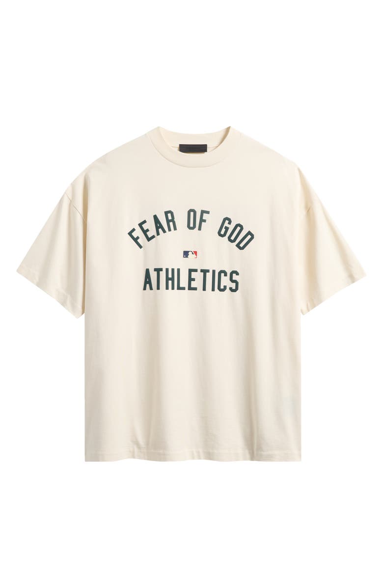 Fear of God Essentials MLB Athletics '90s Fit Cotton Graphic T-Shirt, Alternate, color, Cream White