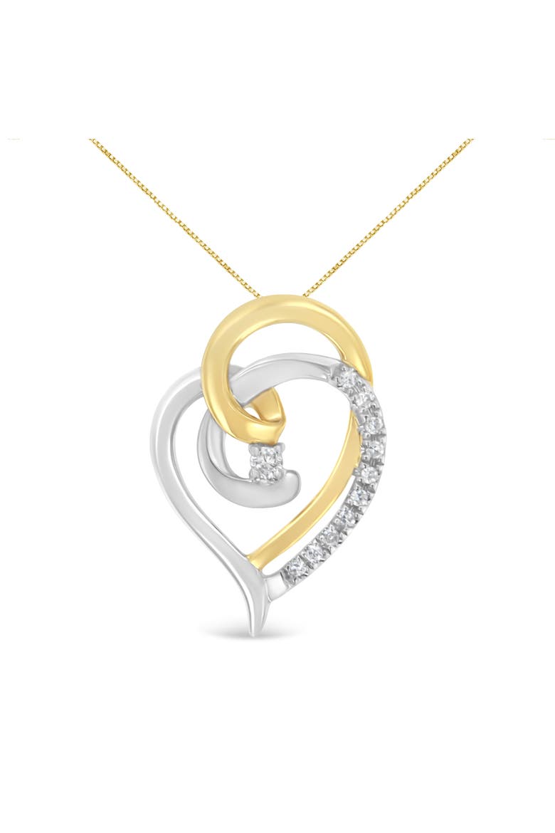 10K Gold Diamond Accent Open Double Heart Spiral Curl Pendant Necklace, Main, color, Yellow