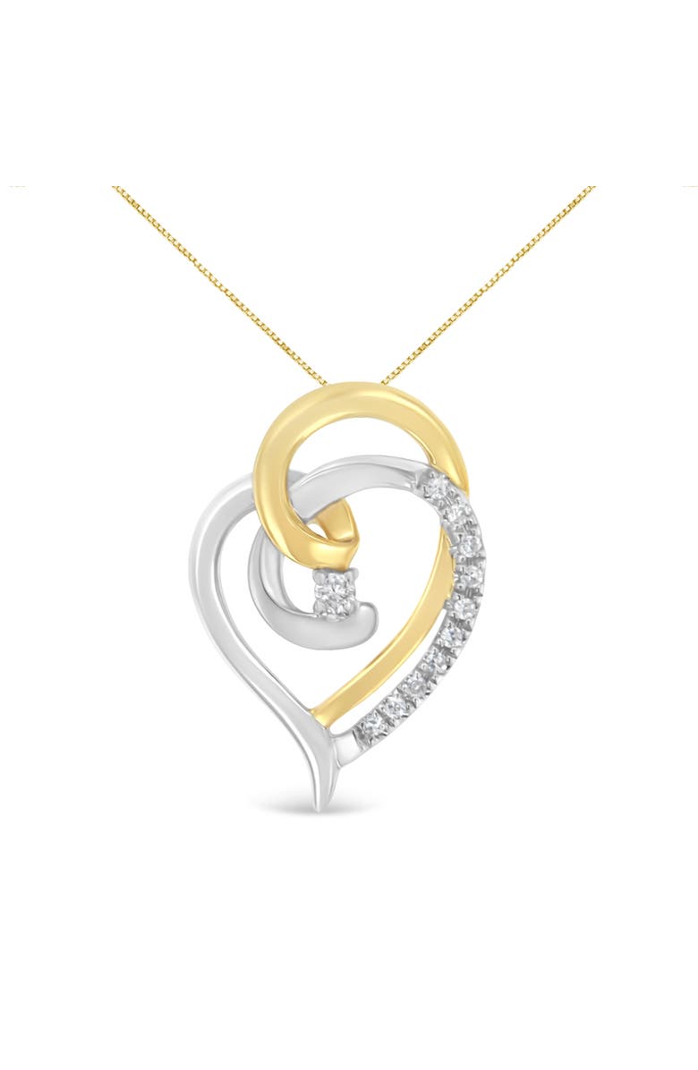 Haus of Brilliance 10K Gold Diamond Accent Open Double Heart Spiral Curl Pendant Necklace, Main, color, Yellow