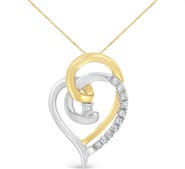Haus of Brilliance 10K Gold Diamond Accent Open Double Heart Spiral Curl Pendant Necklace