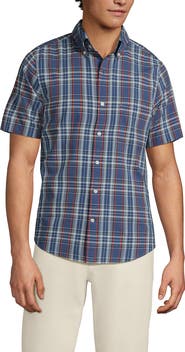 Lands' End Traditional Fit Short Sleeve Madras Shirt