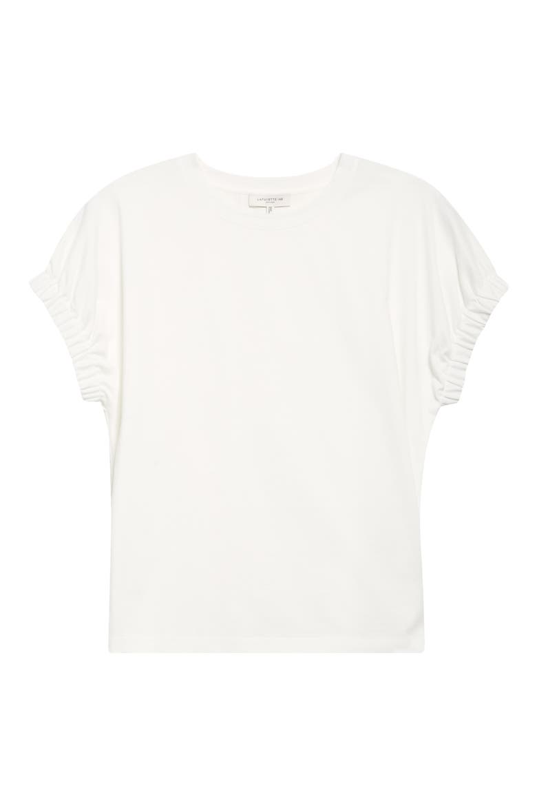 Gathered Cuff Cotton Jersey T-Shirt, Alternate, color, WHITE