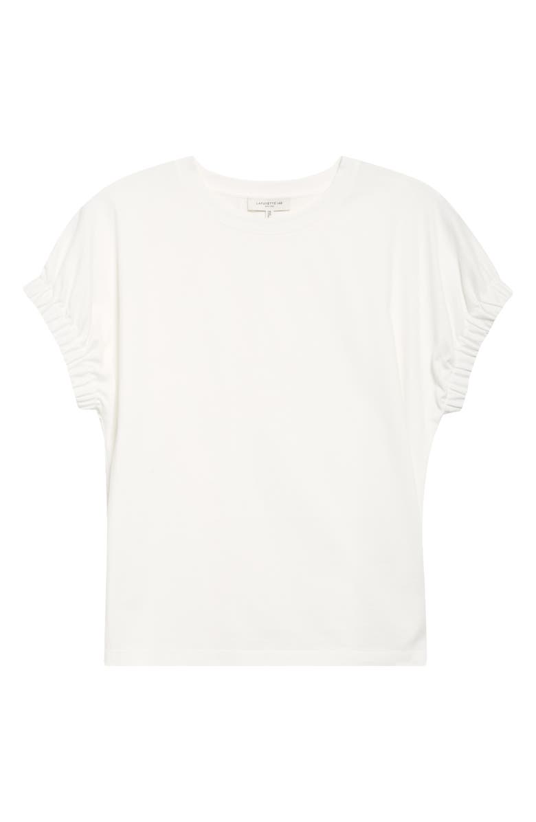 Lafayette 148 New York Gathered Cuff Cotton Jersey T-Shirt, Alternate, color, White