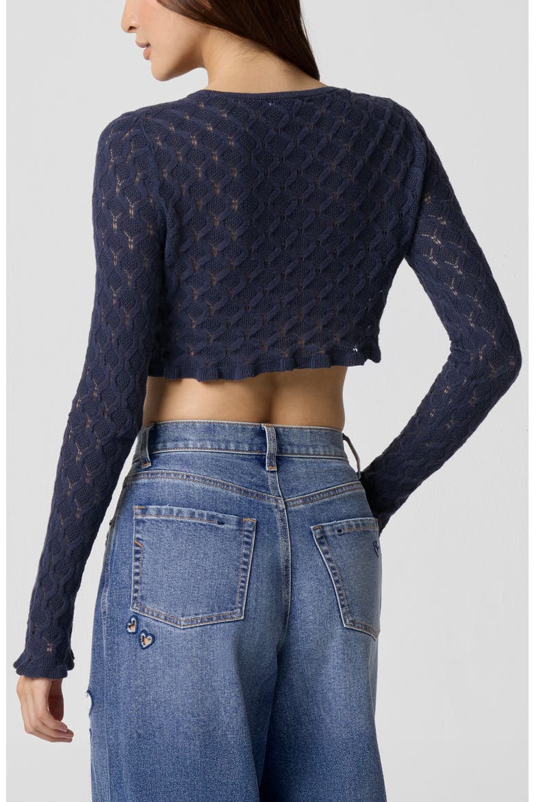 Honeycomb Lace Knit Sweater, Alternate, color, OMBRE BLUE