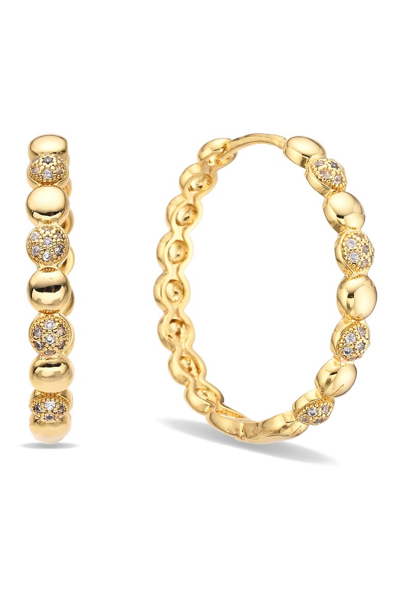 Amalia Cubic Zirconia Hoop Earrings, Main, color, GOLD