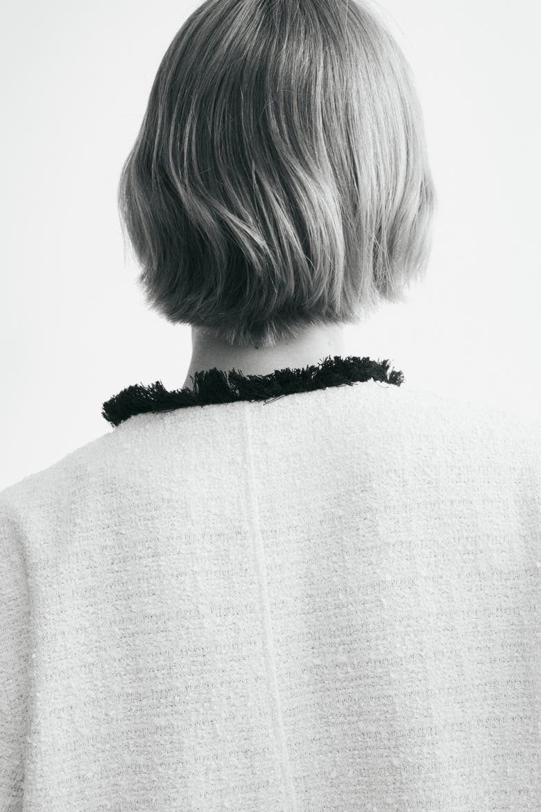 Bouclé-knit Jacket With Fringe, Alternate, color, Cream