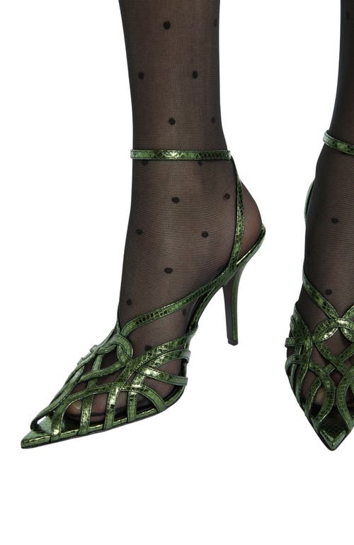 Balmain Python-effect Leather Cage Sandals In Green
