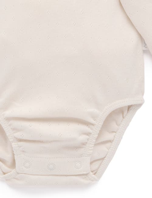 Purebaby Ruffle Pointelle Bodysuit In Gray