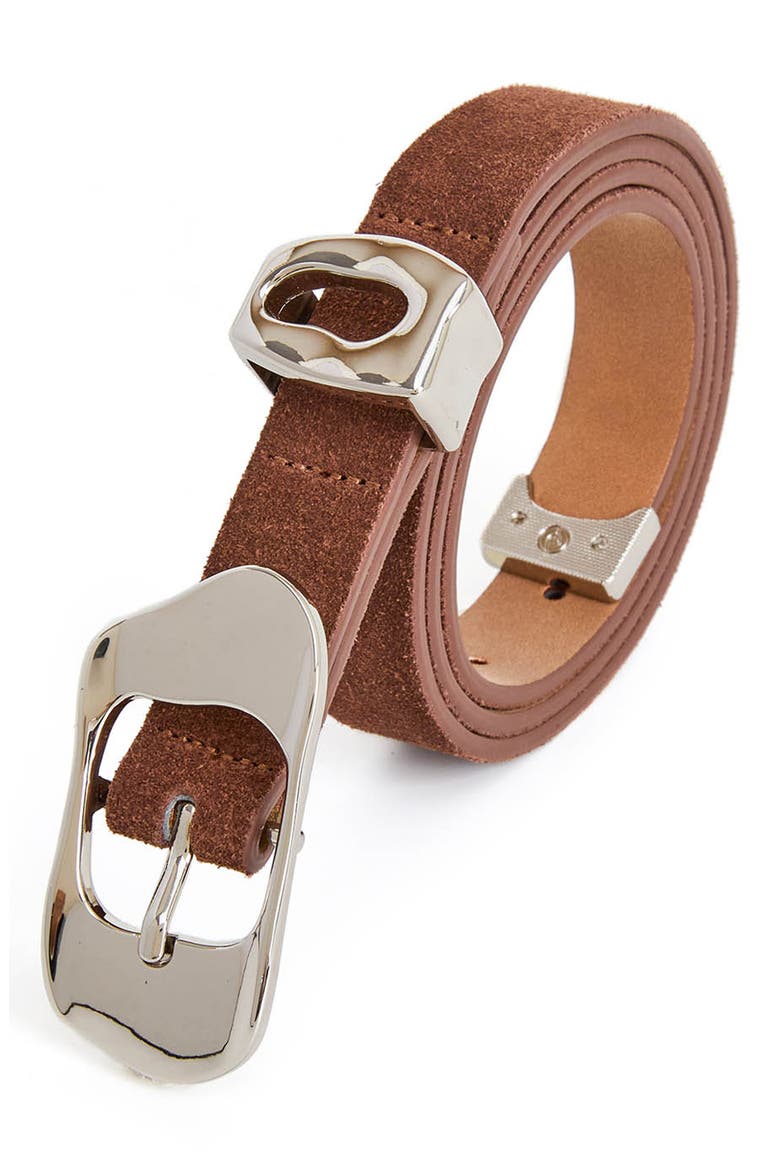 Moderna Leather Belt, Alternate, color, WARM TRUFFLE AND SILVER