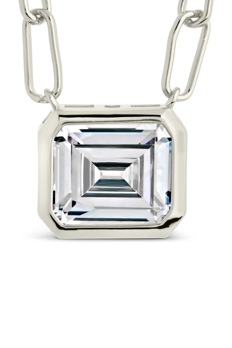 Camille Bezel Cubic Zirconia Pendant Necklace, Alternate, color, SILVER