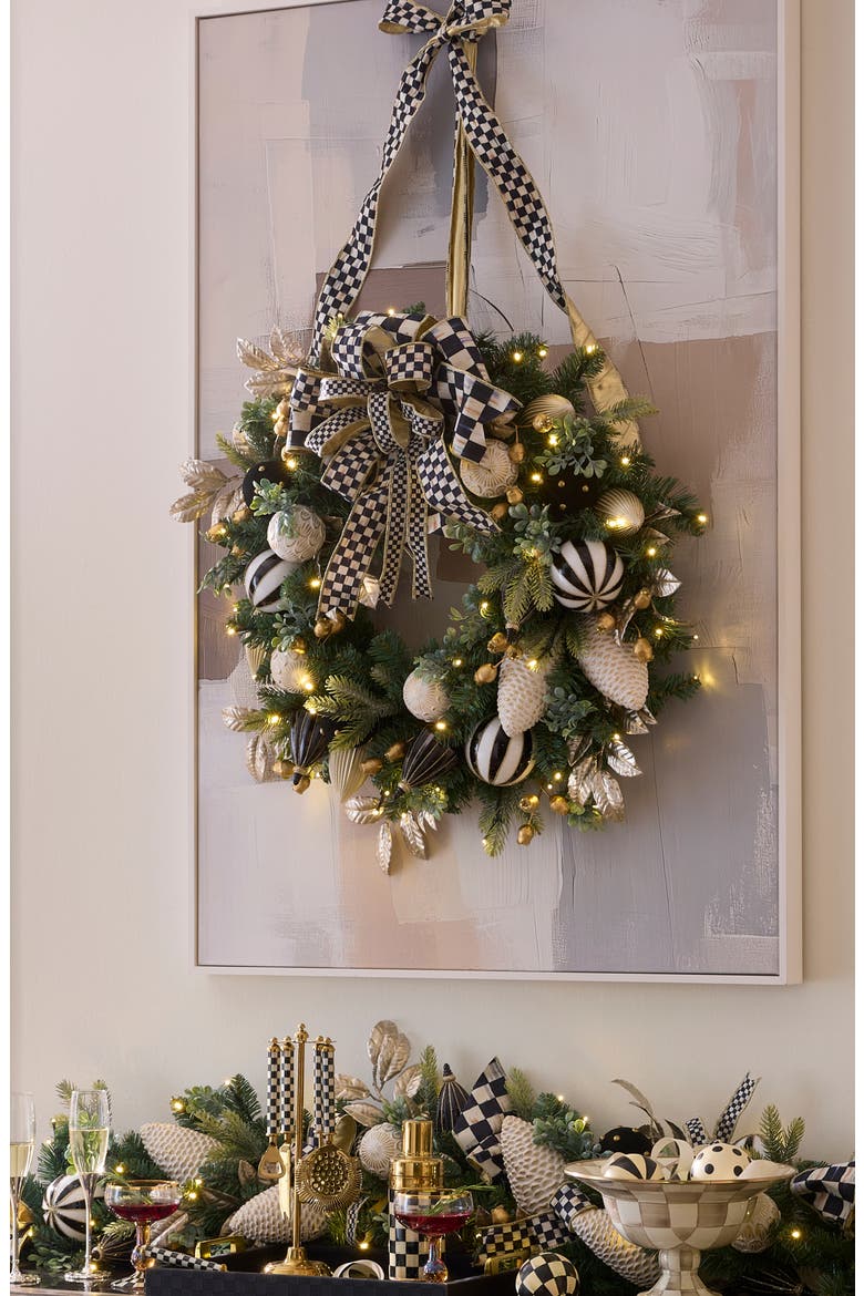 Courtly Checks Illuminated 26-Inch Wreath, Alternate, color, COURTLY