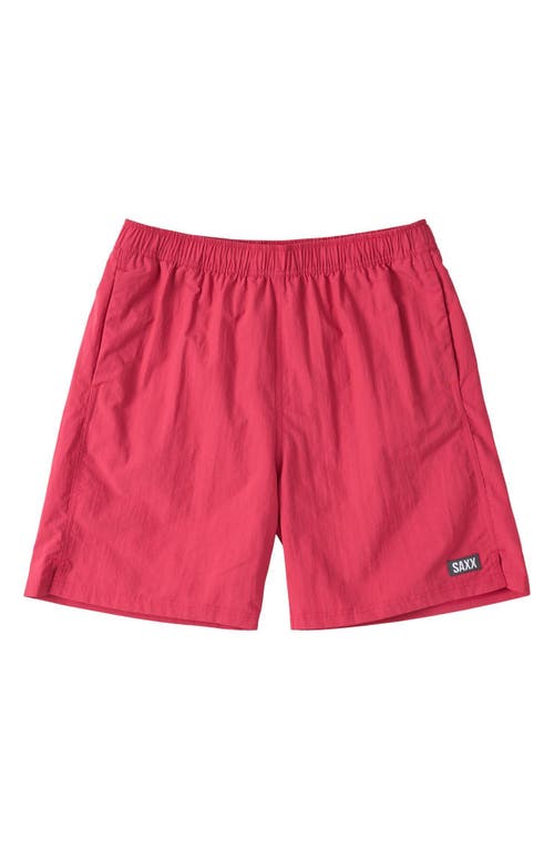 Saxx Go Coastal 2-in-1 Volley 7-inch Swim Trunks In Raspberry