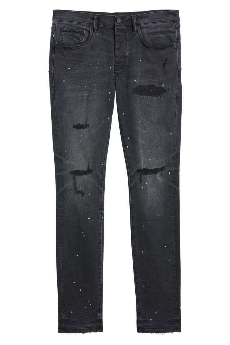 Reflective Paint Rip & Repair Jeans, Alternate, color, BLACK